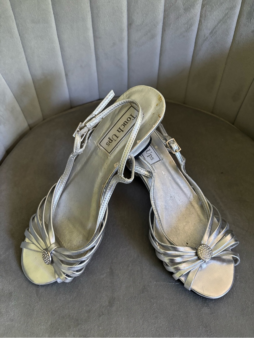 Touch Ups Metallic Silver Knotted Slingback Sandals